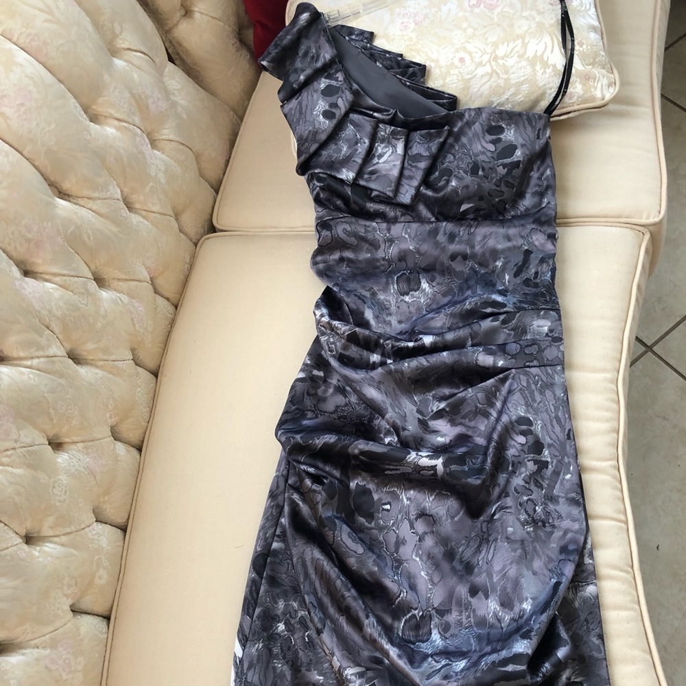 B.Darlin Cocktail Gray one shoulder Dress Size 3/4